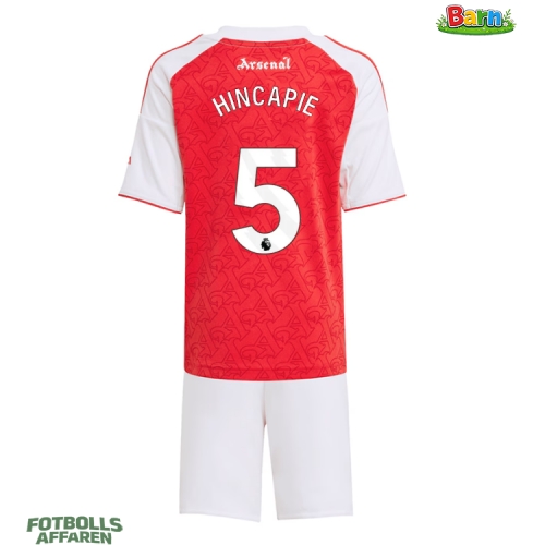 Arsenal Piero Hincapie #5 Hemmaställ Barn 2025-26 Kortärmad (+ Korta byxor)